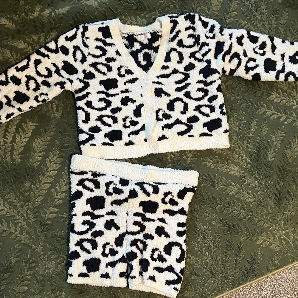 Target Plush White Fuzzy Cardigan and Short Set